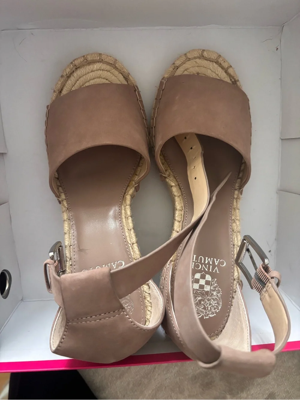 Vince Camuto Tan Espadrille Wedge Sandals with Ankle Strap